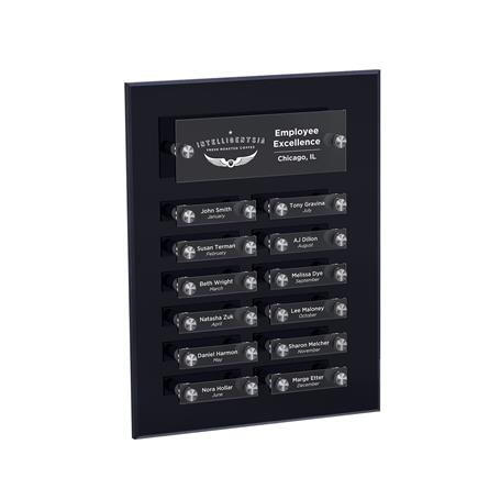 CD1222 - Black and Clear Acrylic Beveled Perpetual Plaque with Standoffs
