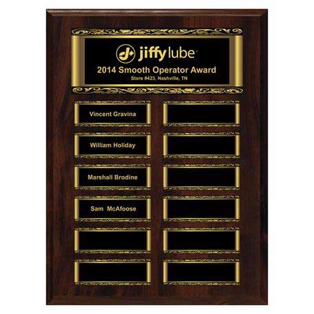 EP1MAG - Walnut Finish 12-Plt Magnetic Scroll Border Plaque with Easy Perpetual Plt Release Program