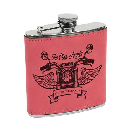 CM286PK - Leatherette Flask, Pink