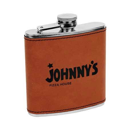 CM286RW - Leatherette Flask, Rawhide