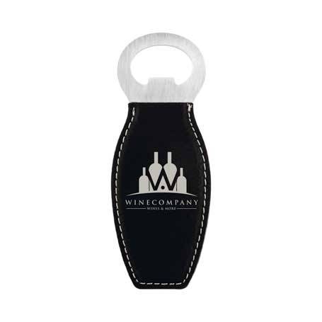 CM333BS - Leatherette Bottle Opener, Black