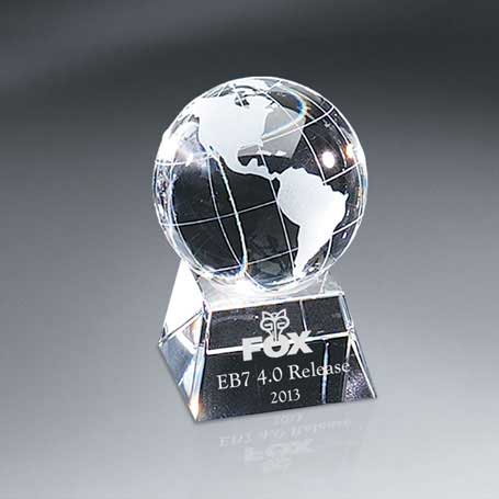 G0713A - Optic Crystal Globe on Base - Small