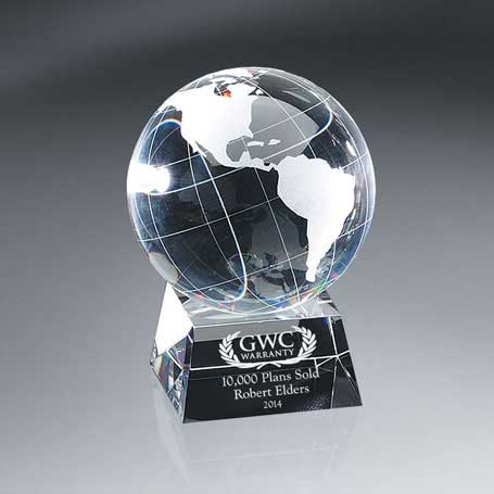 G0713C - Optic Crystal Globe on Base - Large