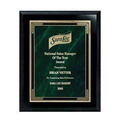 Ebony Finish Plaque with Marble Mist, Green