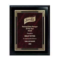 Ebony Finish Plaque with Marble Mist, Red