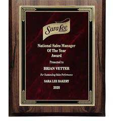 Walnut Finish Plaque with Marble Mist, Red