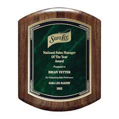Genuine Walnut Barrel-Shaped Plaque with Marble Mist, Green