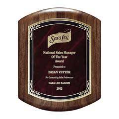 Genuine Walnut Barrel-Shaped Plaque with Marble Mist, Red