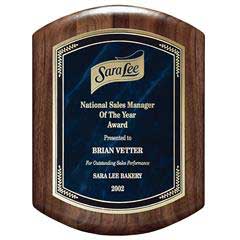 Genuine Walnut Barrel-Shaped Plaque with Marble Mist, Blue