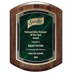 Genuine Walnut Barrel-Shaped Plaque with Marble Mist, Green
