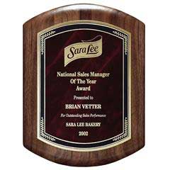 Genuine Walnut Barrel-Shaped Plaque with Marble Mist, Red