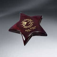 Rosewood Piano Finish Star Paperweight (Includes Gold Color-Fill)