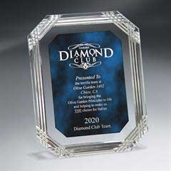 Diamond Carved Octagon Plaque, Blue