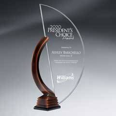 Floating Lucite Crescent in Bronze Resin Stand