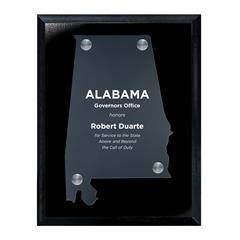 Frosted Acrylic State Cutout on Black Plaque
