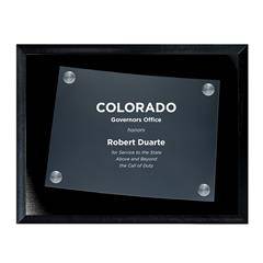 Frosted Acrylic State Cutout on Black Plaque