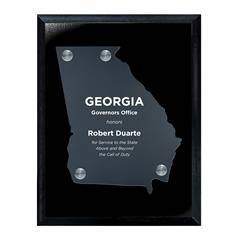 Frosted Acrylic State Cutout on Black Plaque