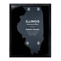 Frosted Acrylic State Cutout on Black Plaque