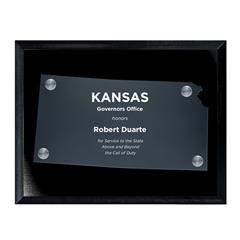Frosted Acrylic State Cutout on Black Plaque