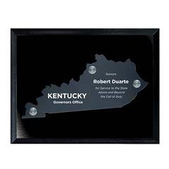 Frosted Acrylic State Cutout on Black Plaque