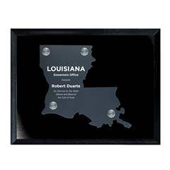 Frosted Acrylic State Cutout on Black Plaque