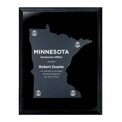 Frosted Acrylic State Cutout on Black Plaque