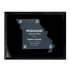 Frosted Acrylic State Cutout on Black Plaque
