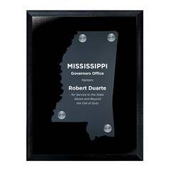 Frosted Acrylic State Cutout on Black Plaque