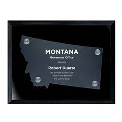 Frosted Acrylic State Cutout on Black Plaque