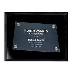 Frosted Acrylic State Cutout on Black Plaque