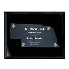 Frosted Acrylic State Cutout on Black Plaque