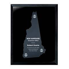 Frosted Acrylic State Cutout on Black Plaque