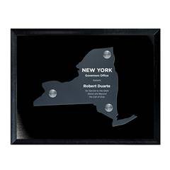 Frosted Acrylic State Cutout on Black Plaque