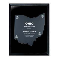 Frosted Acrylic State Cutout on Black Plaque