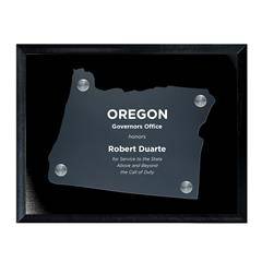 Frosted Acrylic State Cutout on Black Plaque
