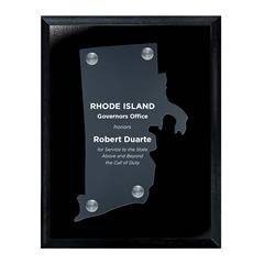 Frosted Acrylic State Cutout on Black Plaque