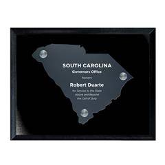 Frosted Acrylic State Cutout on Black Plaque