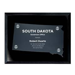 Frosted Acrylic State Cutout on Black Plaque