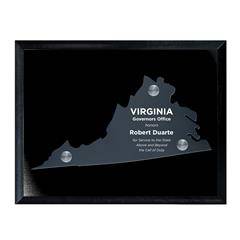 Frosted Acrylic State Cutout on Black Plaque