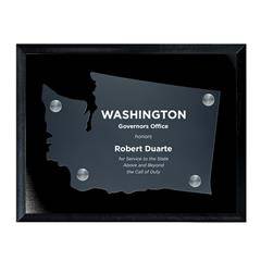 Frosted Acrylic State Cutout on Black Plaque