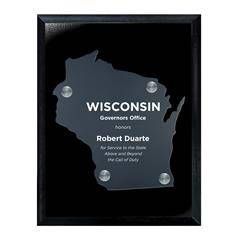 Frosted Acrylic State Cutout on Black Plaque