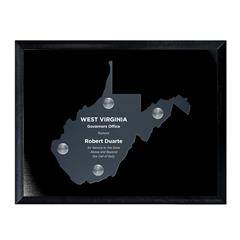 Frosted Acrylic State Cutout on Black Plaque
