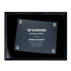 Frosted Acrylic State Cutout on Black Plaque
