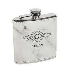 Leatherette Flask, White Marble
