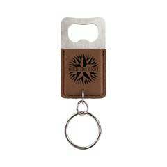 Leatherette Bottle Opener Keychain, Dark Brown