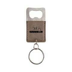 Leatherette Bottle Opener Keychain, Gray