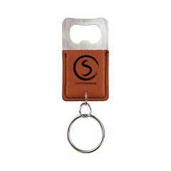 Leatherette Bottle Opener Keychain, Rawhide