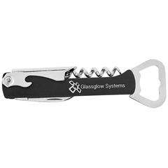 Bottle Opener & Wine Corkscrew, Black