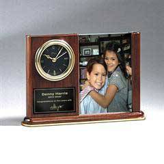 Walnut Piano Photo Holder and Clock