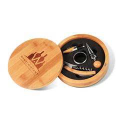 Round Bamboo 4-Piece Wine Gift Set